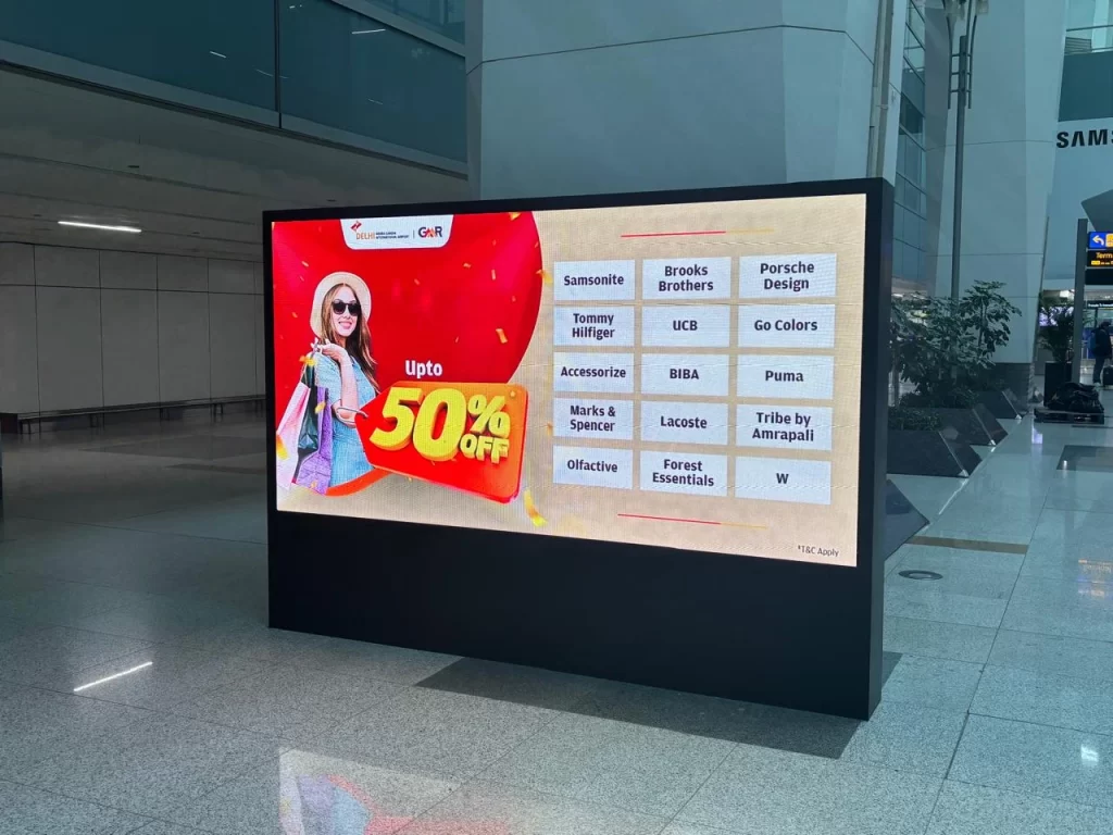 Mall advertising LED digital display promoting shopping sale campaign inside shopping mall by ACME Advertising