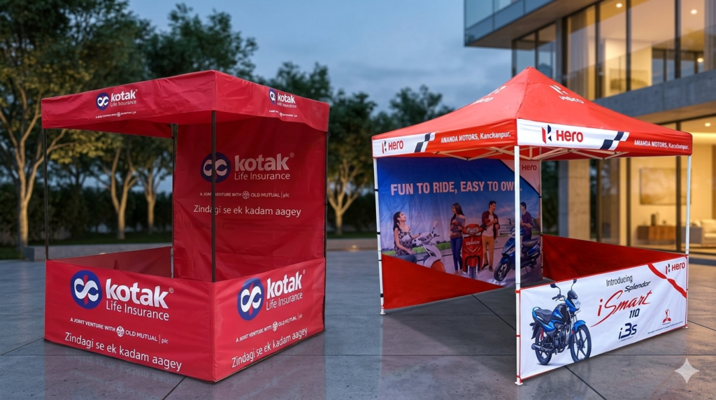 Canopy tent brand advertising in india with high brand recall and visibility with acme advertising co.