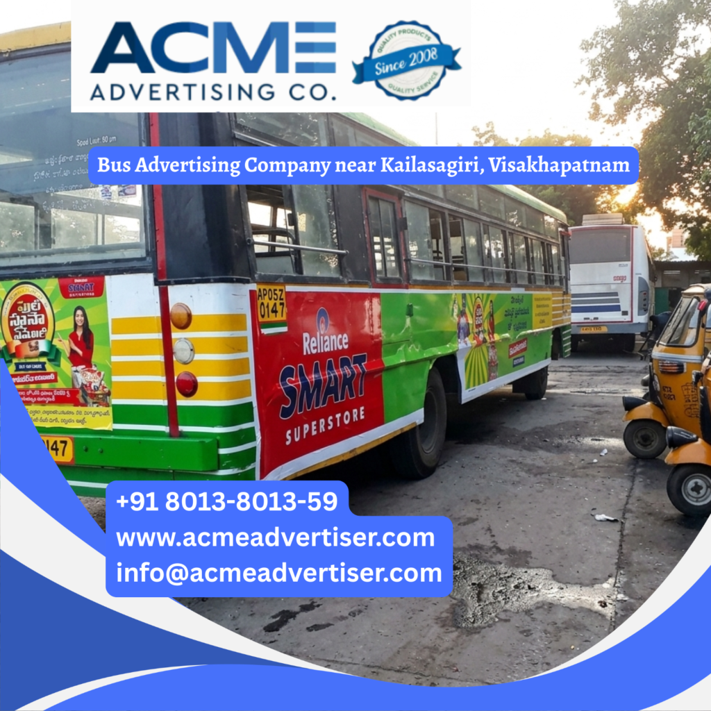 Bus advertising near Kailasagiri, Visakhapatnam on branded city buses daily Bus Advertising Company near Gajuwaka, Visakhapatnam