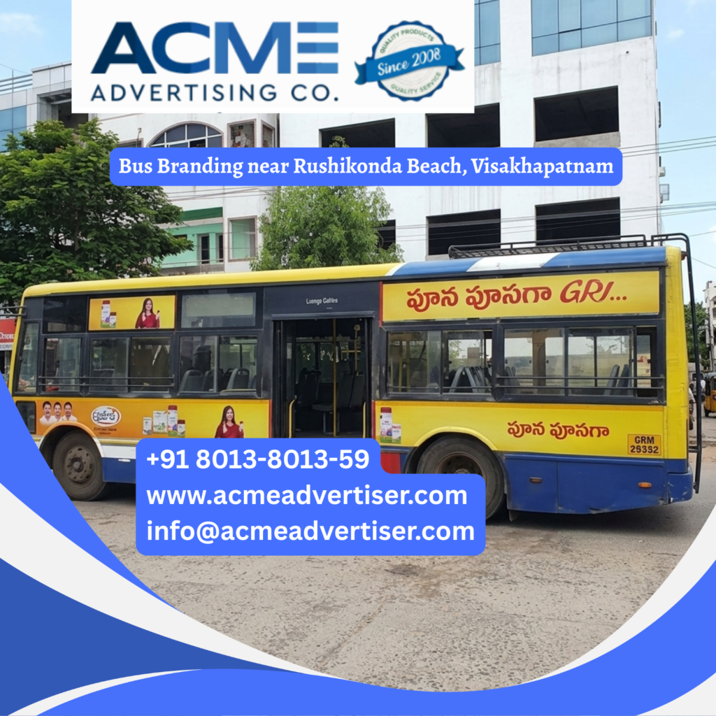 Bus branding near Rushikonda Beach, Visakhapatnam on branded city buses