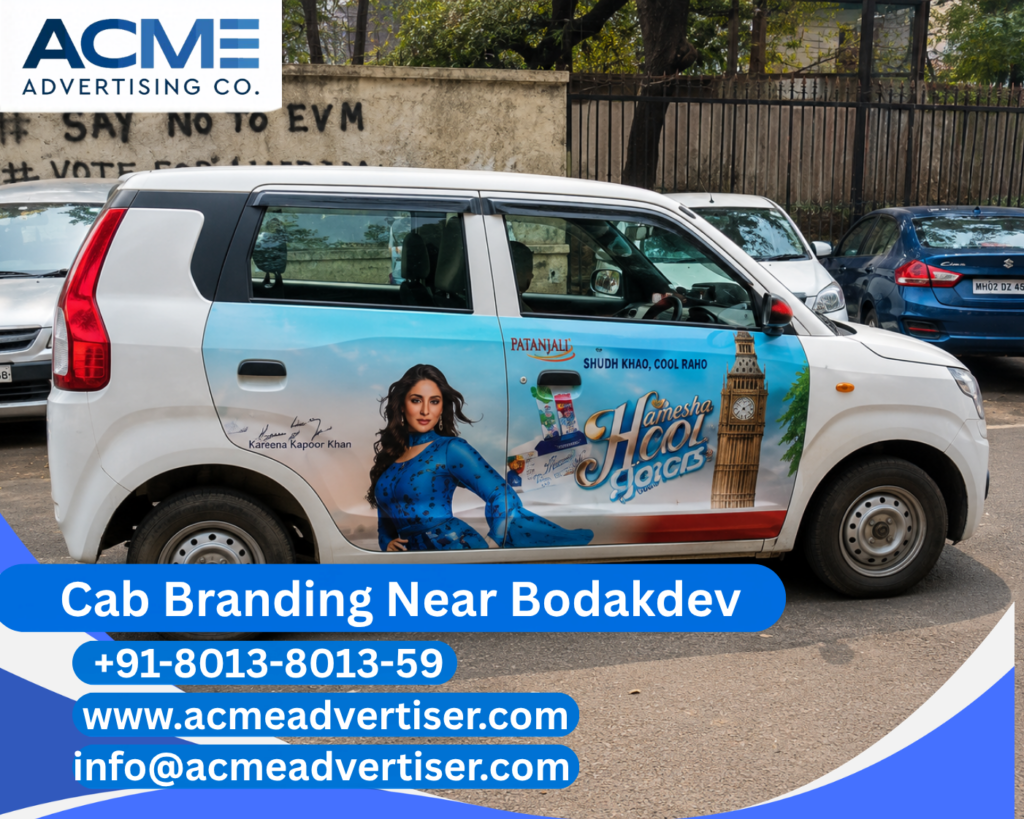Cab Branding Company Near Bodakdev offering complete cab branding services for maximum business visibility in Ahmedabad.