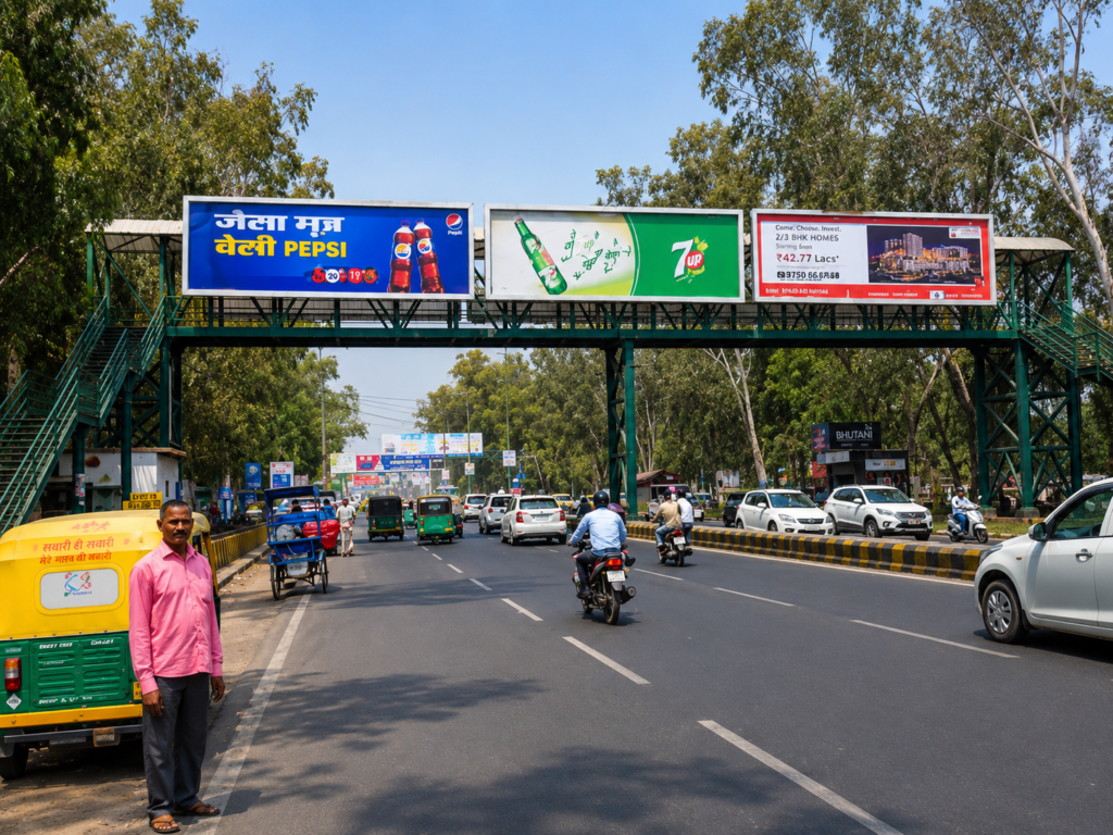 Gantry Outdoor Advertising company, Footover Bridge advertising company (10) Gantry hoarding branding in Hapur Chungi RDC ghaziabad
Gantry Hoarding Advertising in India