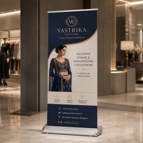 Luxury Standee Branding Services featuring premium promotional standees