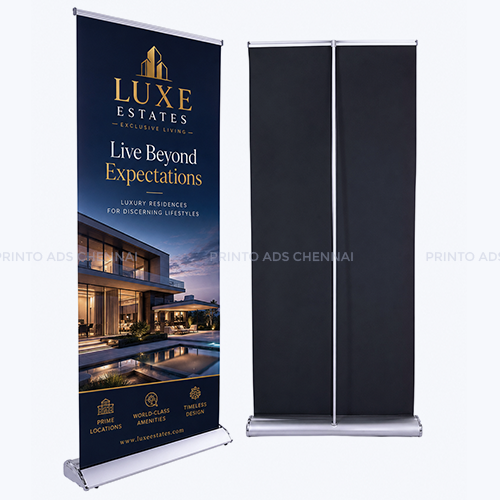 Luxury Standee Branding Services for retail stores and brand campaigns