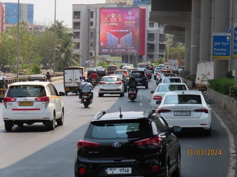 Street view of branded displays by leading Pole Kiosk Advertising Companies in Mumbai on a busy urban road with consistent foot and vehicle traffic Street view of branded displays by leading Pole Kiosk Advertising Companies in Mumbai on a busy urban road with consistent foot and vehicle traffic