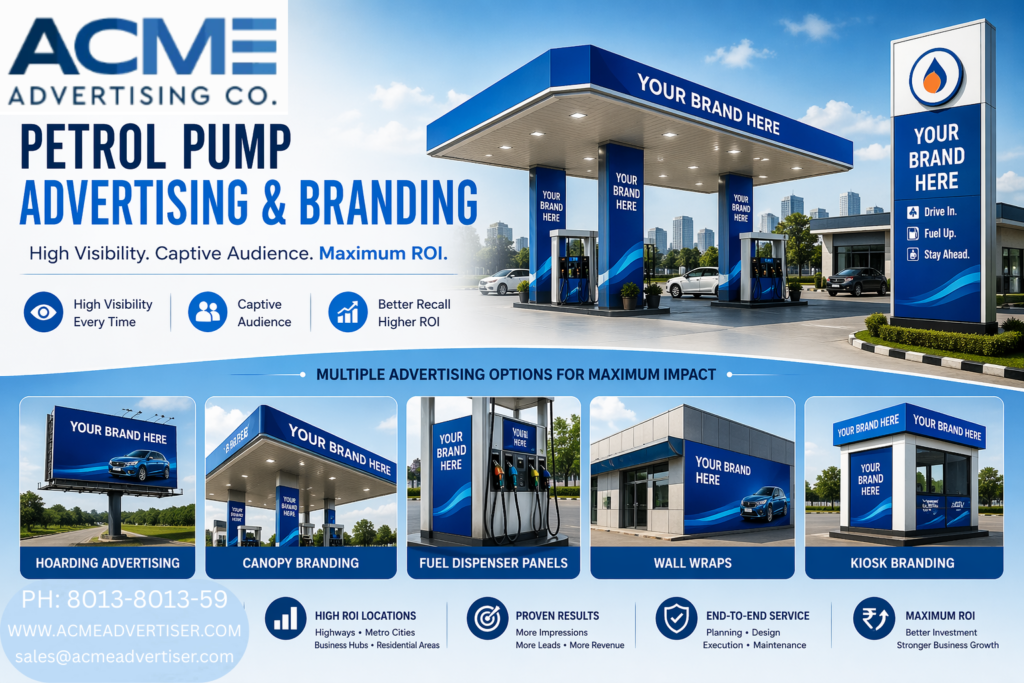 petrol pump advertising company acme advertising co delhi india mumbai jaipur pan india