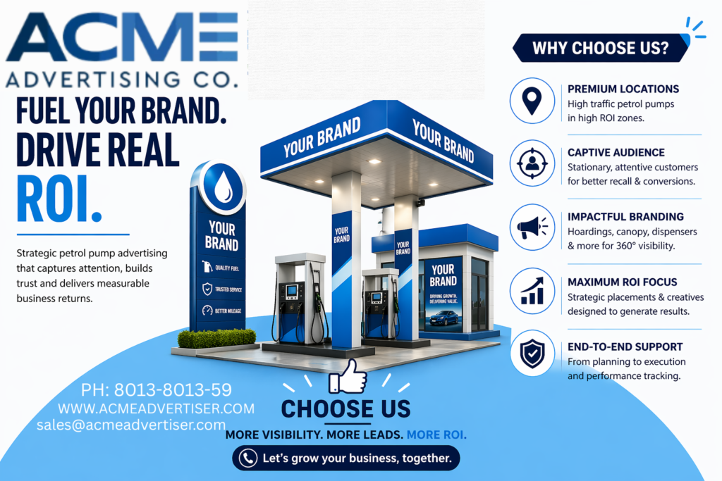 petrol pump advertising company acne advertisement co.