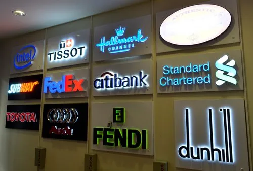 LED signage boards of global brands including FedEx, Fendi, Citibank, and Subway displayed on a wall