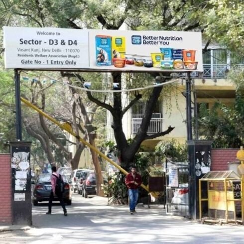Society gate board used for RWA branding to reach local residents Society gate board used for RWA branding to reach local residents