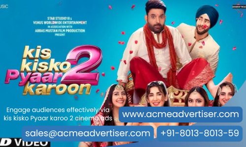 Advertise your brand on Kis Kisko Pyaar Karoon 2 movie poster featuring vibrant cast and festive visuals Advertise your brand on Kis Kisko Pyaar Karoon 2 movie poster featuring vibrant cast and festive visuals