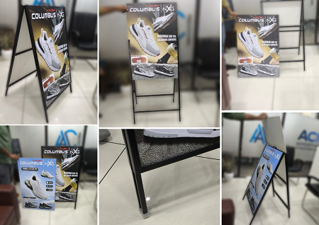 Double sided slider stand used for retail branding and promotional displays. Double sided slider stand used for retail branding and promotional displays.