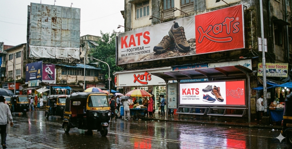 OOH Advertising for Footwear Brands: KATS Footwear Billboards on Busy Indian Streets