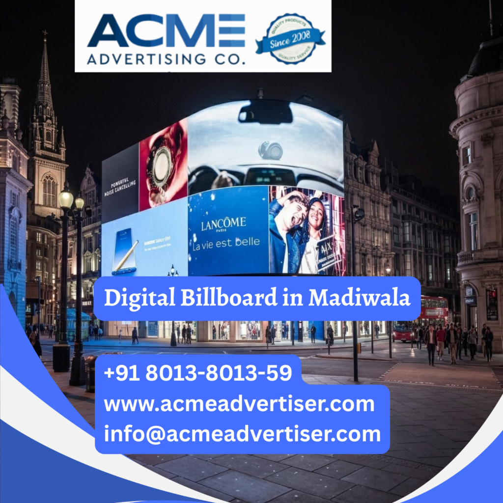 Digital Billboards in Navi Mumbai Digital billboard advertising in Madiwala showcasing a high resolution LED display at a busy commercial junction for maximum brand visibility and audience reach.