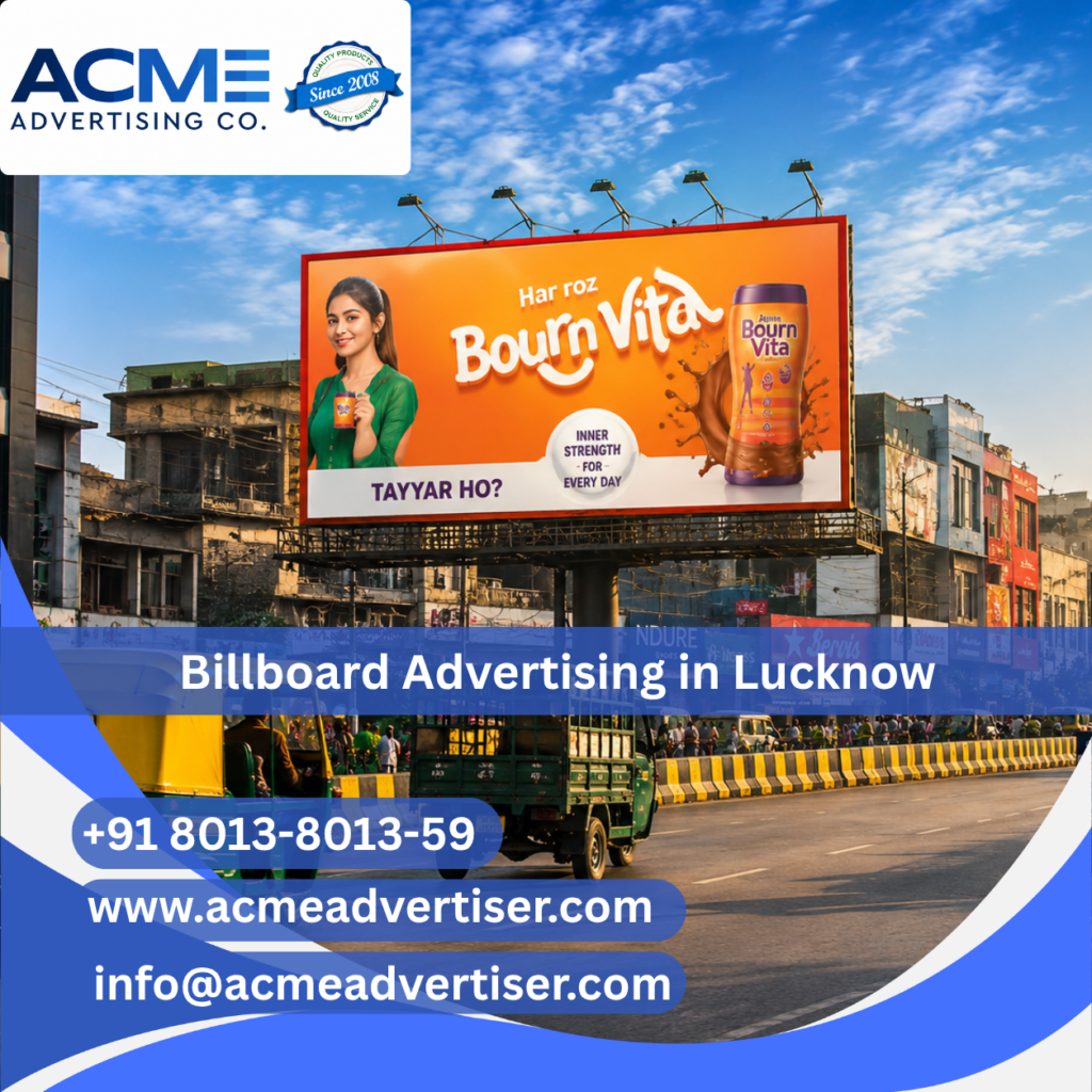 Large billboard advertising display by Acme Advertising Co. in Lucknow for high-visibility outdoor brand promotion.