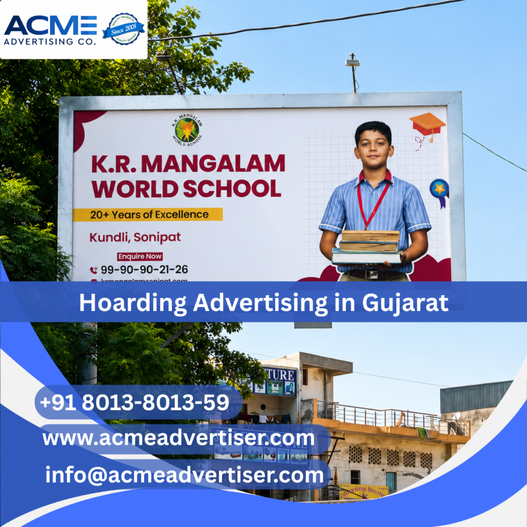 Hoarding Advertising in Mavdi Circle Gujarat displayed on a large roadside billboard targeting commuters and local audiences.