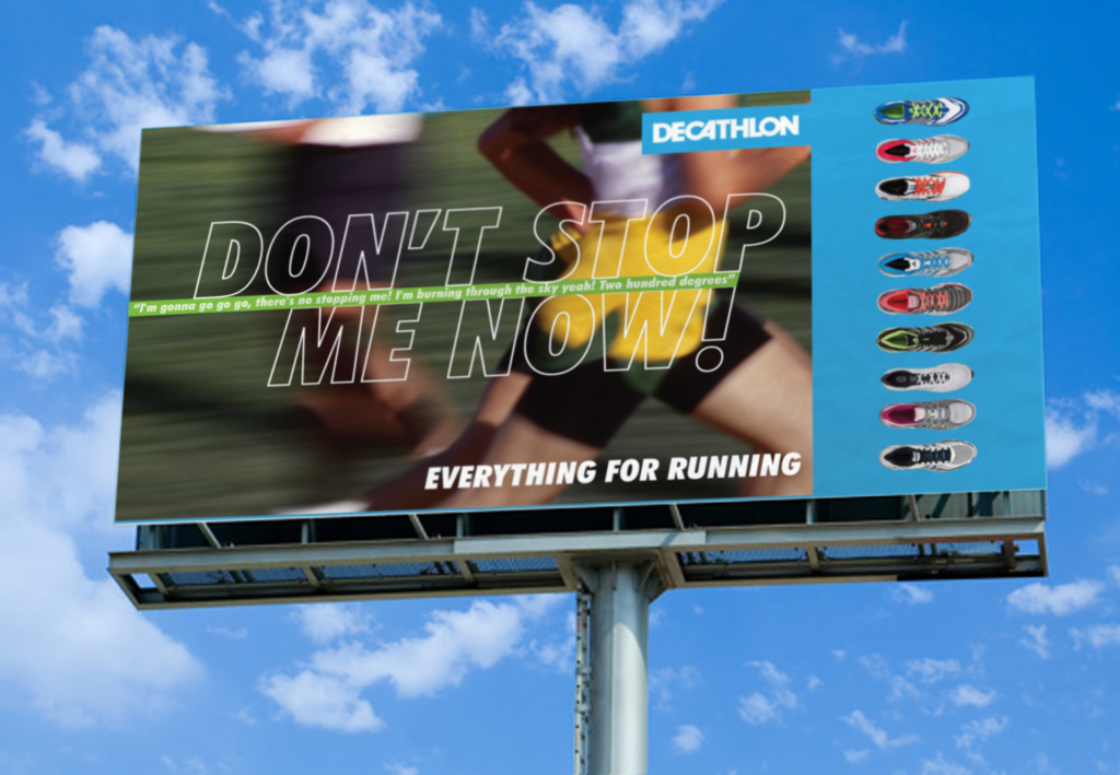 Decathlon actively uses Digital Out-of-Home (DOOH) screens to deliver flexible, high-impact creatives. 