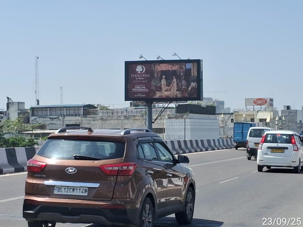 DoubleTree by Hilton Jaipur Amer unipole billboard outdoor advertising on Delhi highway by Acme Advertising Billlboard Advertising company in Mathura