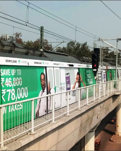 Full Metro Wrap Advertising in Subhash Park Metro Station, UP - 