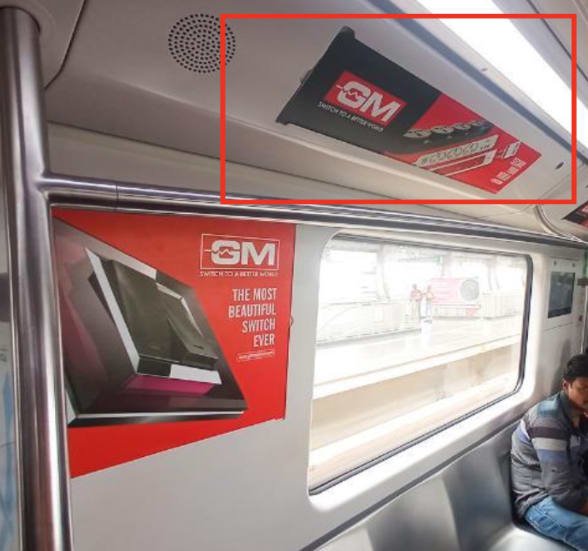 Inside metro train advertising in Mandi House - 