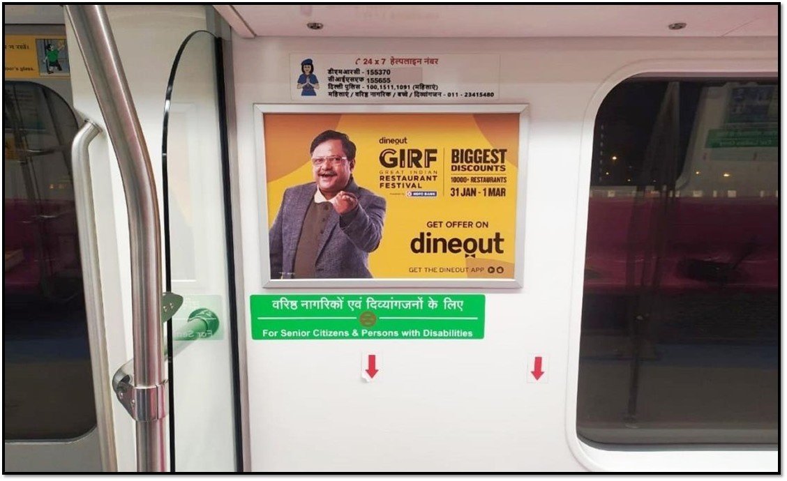 Metro Interior Panel Advertising in Sanjay Place Metro Station, UP - 