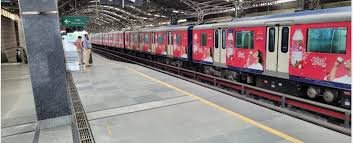 Metro train advertising in Noapara in Kolkata - 