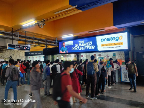 Metro station entry gate advertising in Western Express Highway (WEH), Mumbai - 