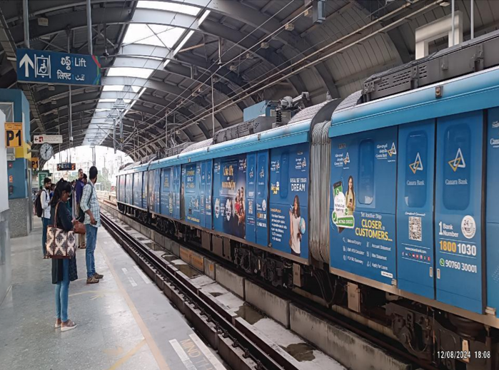 Metro train exterior advertising in Ameerpet, Hyderabad - 