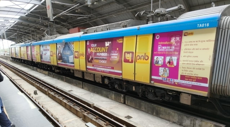 Metro train exterior advertising in HITEC City, Hyderabad - 