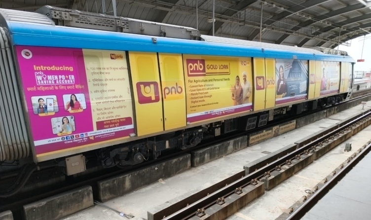 Metro train exterior advertising in Raidurg, Hyderabad - 