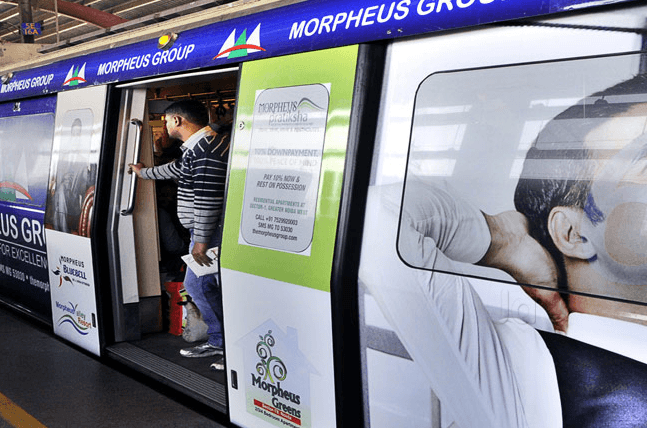 Metro train wrap advertising in Akshardham - 