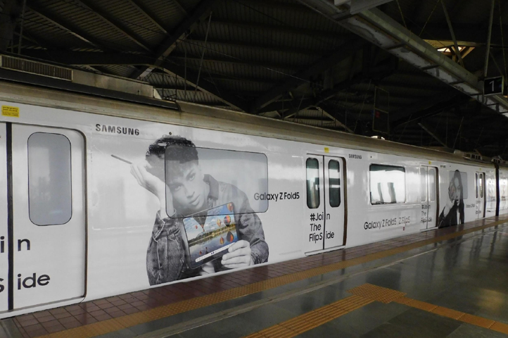 Metro train wrap advertising in Chakala, Mumbai - 