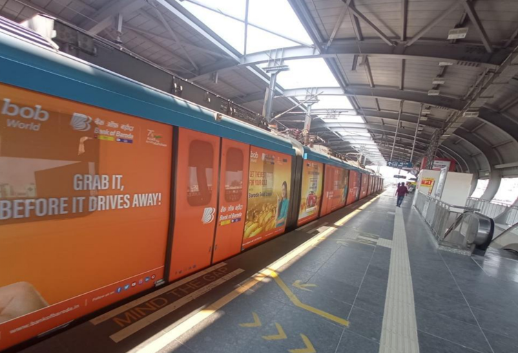 Metro train wrap advertising in Durgam Cheruvu, Hyderabad - 