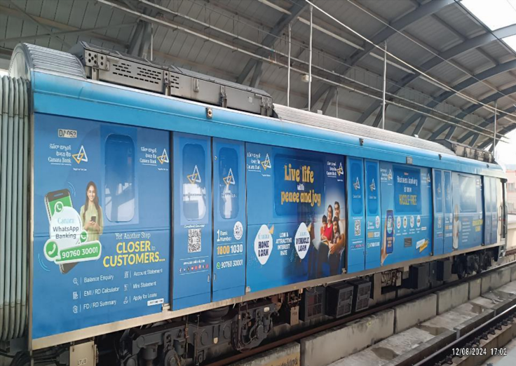 Metro train wrap advertising in Taruni Madhura Nagar, Hyderabad - 