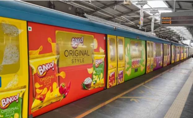 Metro advertising at Pattanagere metro station in Bengaluru - 