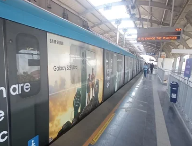 Metro advertising at Trinity metro station in Bengaluru - 