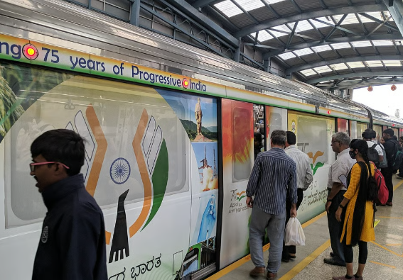 Metro advertising at Kundalahalli metro station in Bengaluru - 
