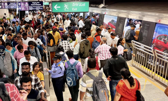 Metro advertising at Nallurhalli metro station in Bengaluru - 