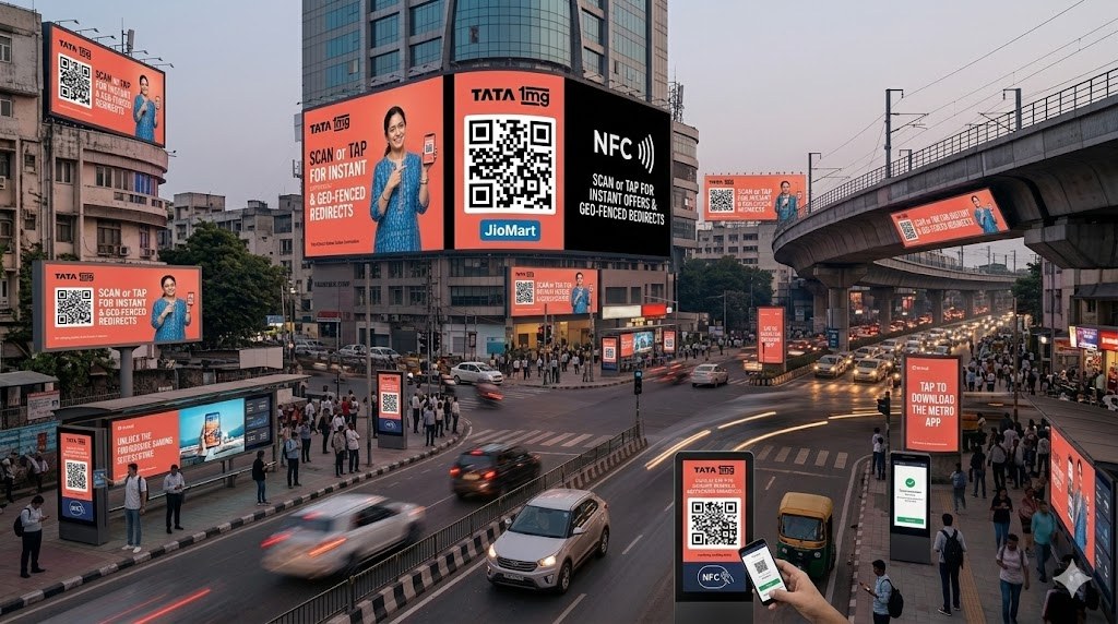 Outdoor media in 2025-2026 is dominated by the explosion of Digital Out-of-Home (DOOH), particularly through mobile integration frameworks. QR codes, NFC triggers, and geo-fenced redirects connect physical screens to mobile destinations, enabling measurable engagement loops.