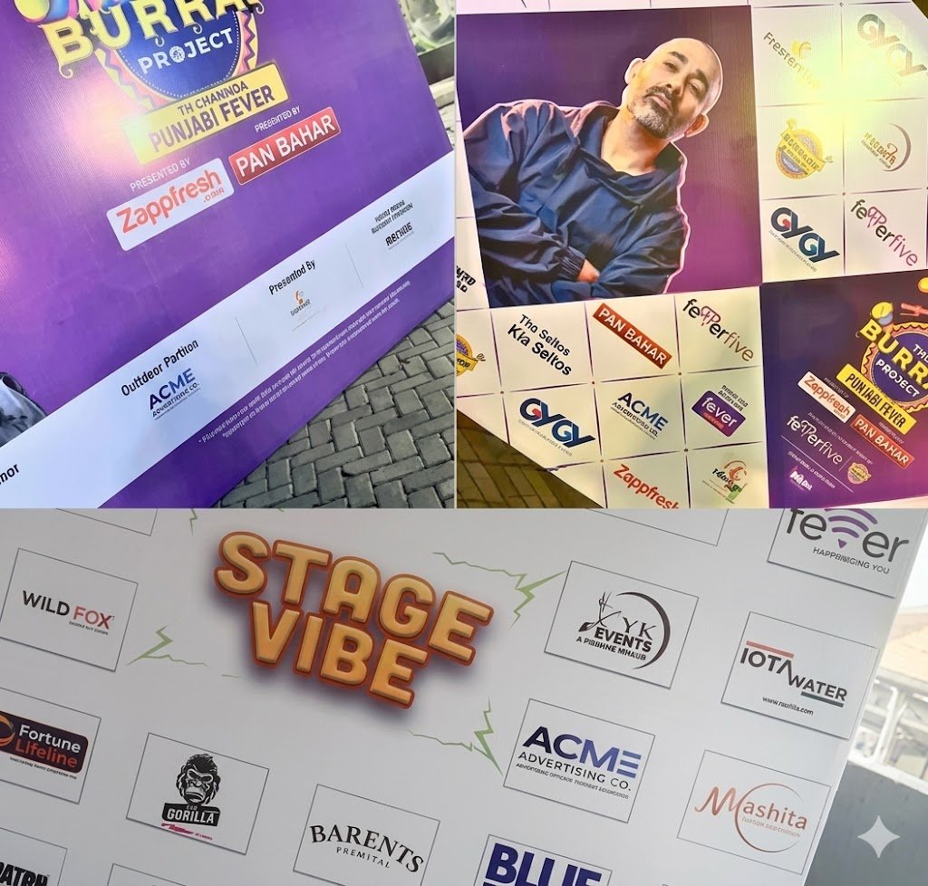 sponsored The Burrah Project and Stage Vibe events and provided Outdoor Media in Delhi