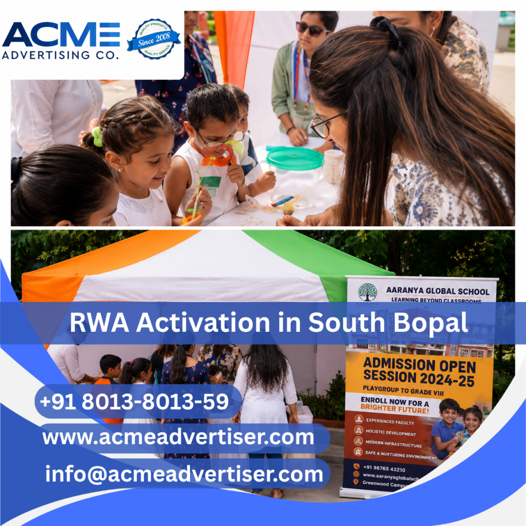 Creative RWA activation and society branding campaign in South Bopal by ACME Advertising Co.