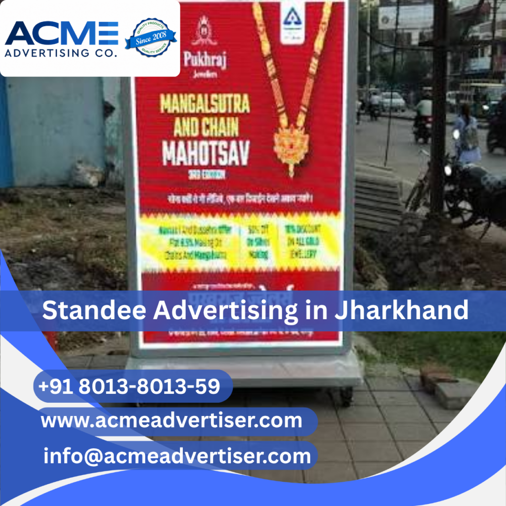 Creative standee advertising display by a professional Standee Advertising Agency in Jharkhand for retail and promotional branding.
