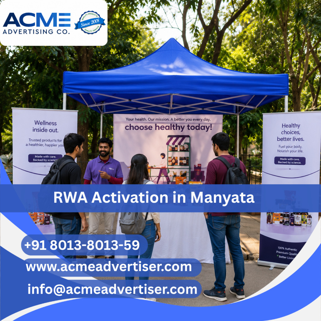 RWA activation and society branding campaign in Manyata Tech Park Residential Belt by ACME Advertising Co. RWA Activation Agency in Manyata Tech Park Residential Belt