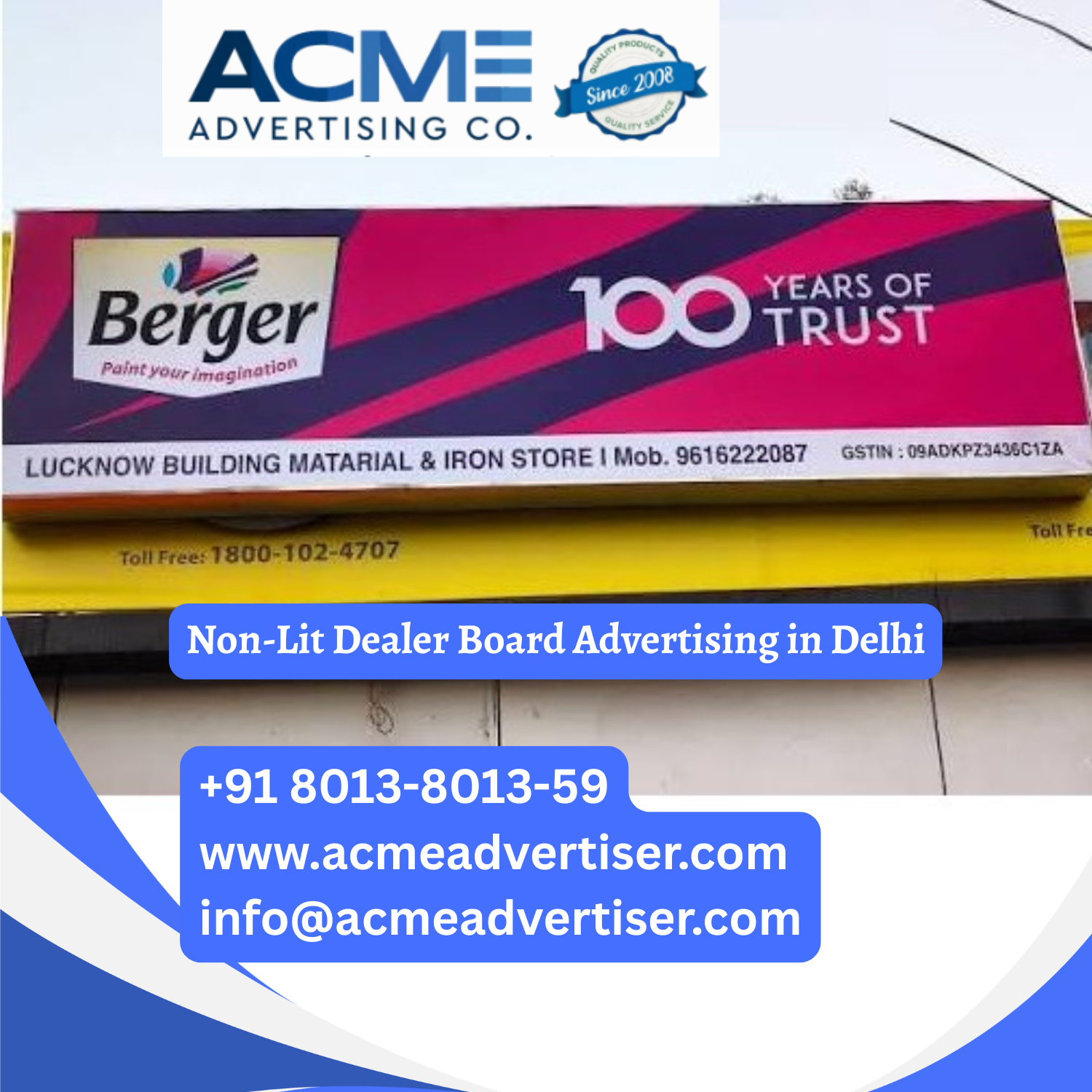 Non-Lit Dealer Board Advertising in Delhi - 