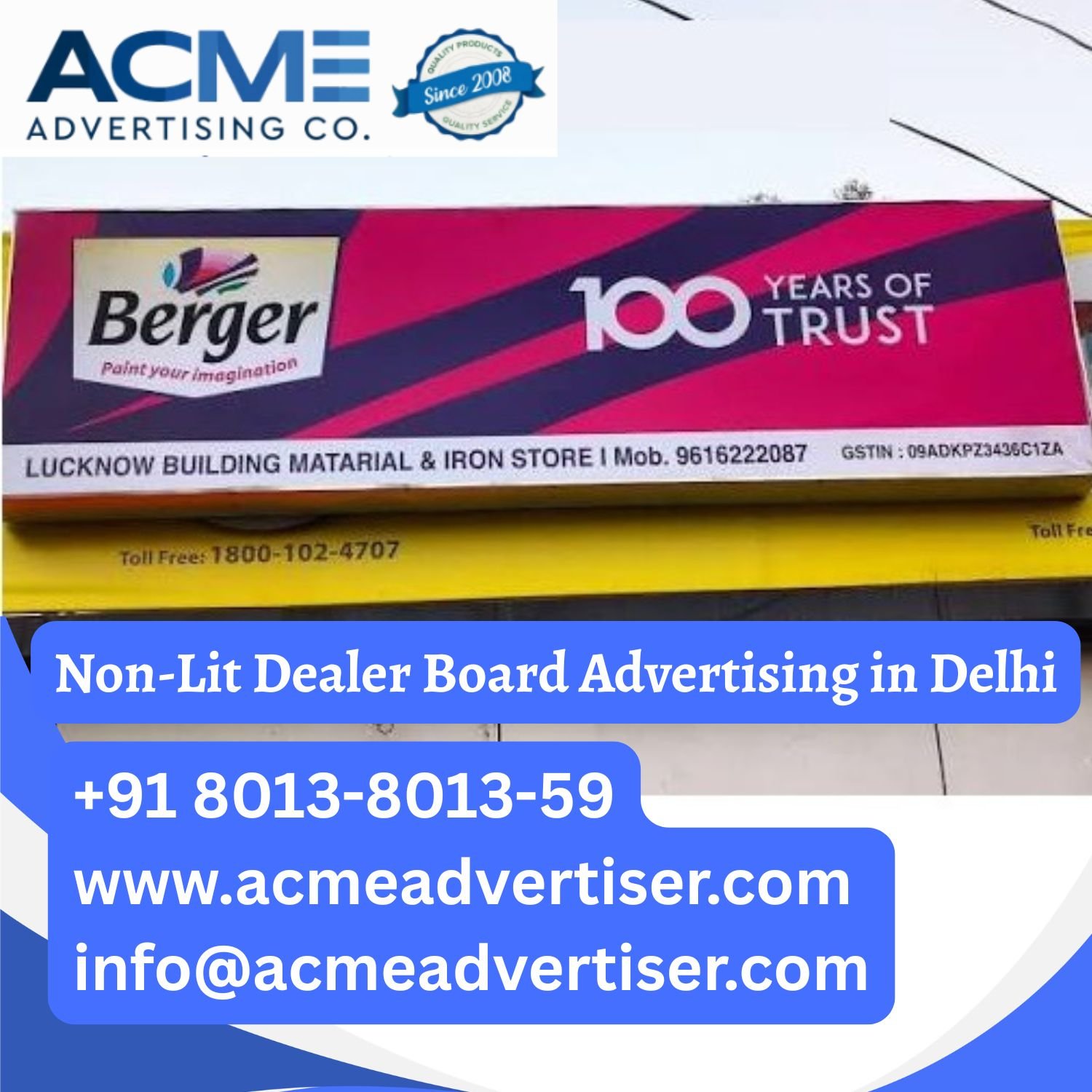 Non-Lit Dealer Board Advertising in Delhi - 