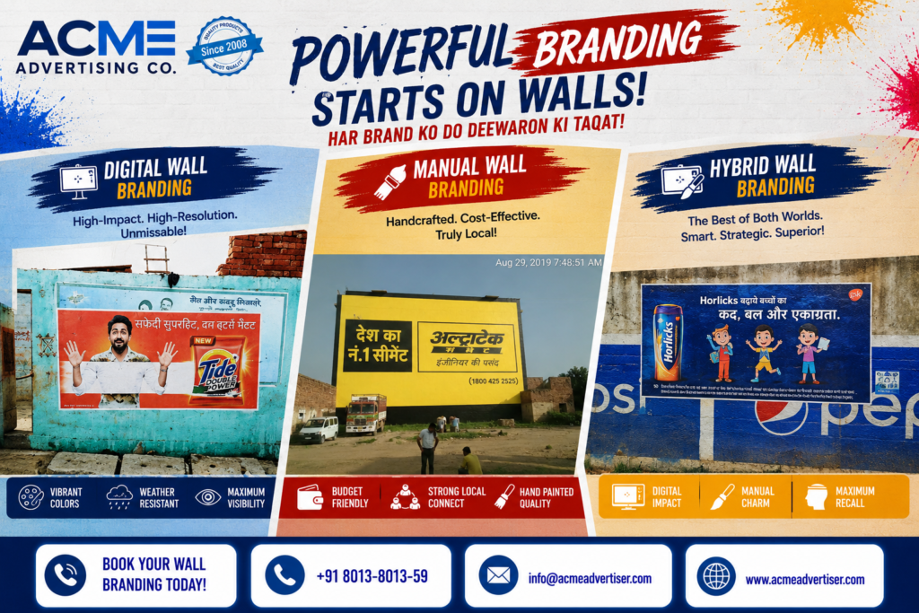 Digital Wall Painting Advertising Agency offering creative outdoor branding solutions by ACME Advertising Co.