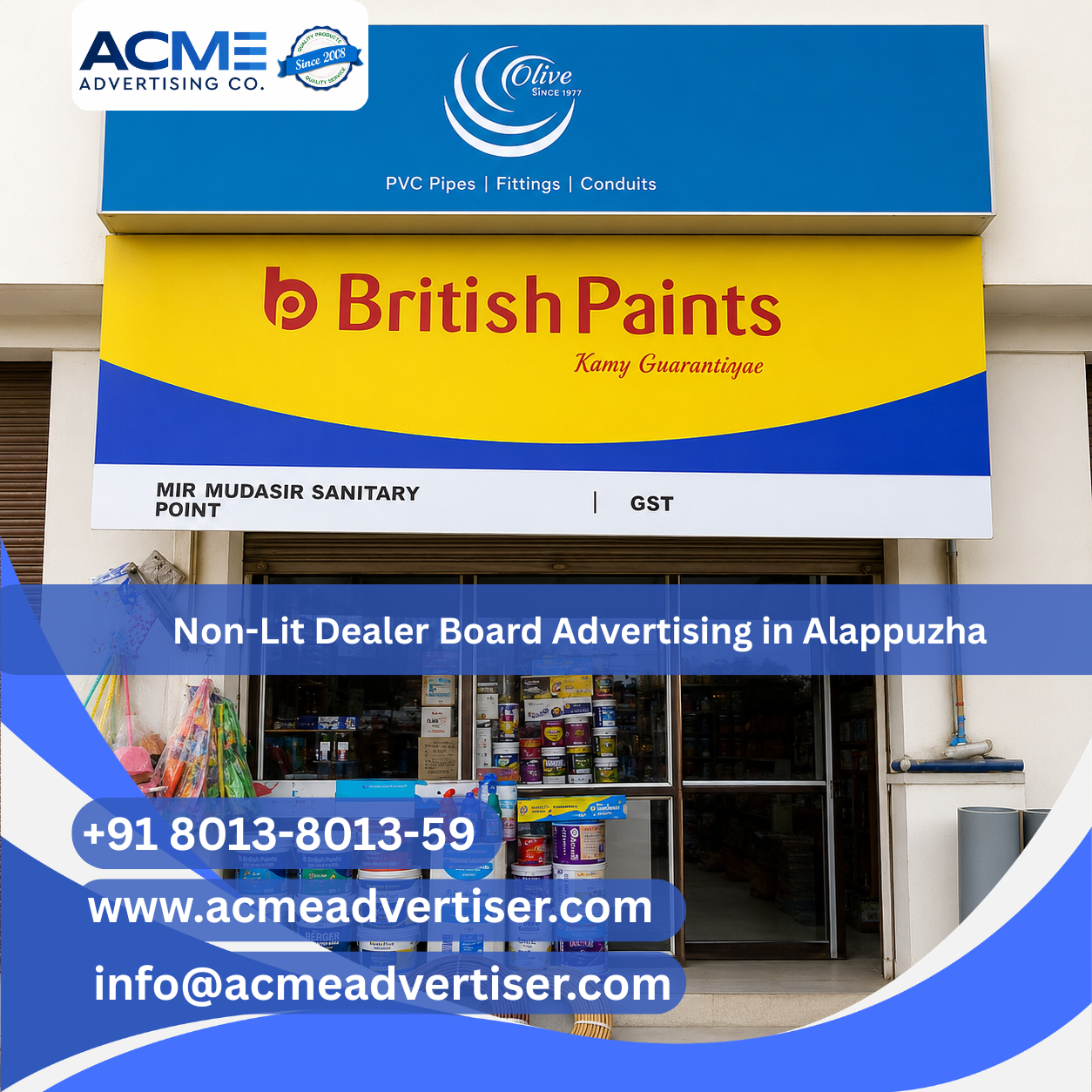 Non-Lit Dealer Board Advertising in Alappuzha - 