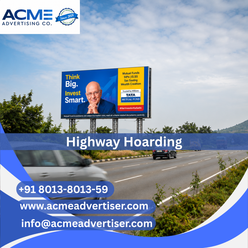 Highway hoarding advertising company managing large outdoor billboard campaign on a busy national highway