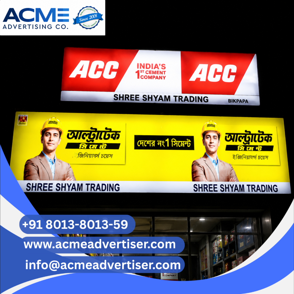 Glow sign board advertising company in Kozhikode providing illuminated signage and retail branding solutions