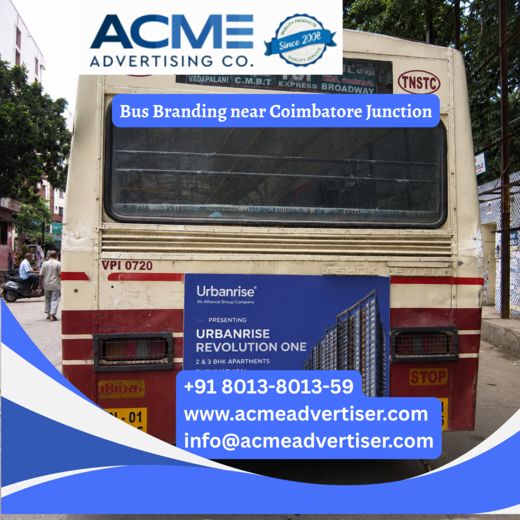 Bus branding near Coimbatore Junction featuring fully wrapped transit buses traveling through Gandhipuram, Avinashi Road, RS Puram, Ukkadam, and major commercial corridors
Bus Advertising Agency near Kukatpally, Hyderabad