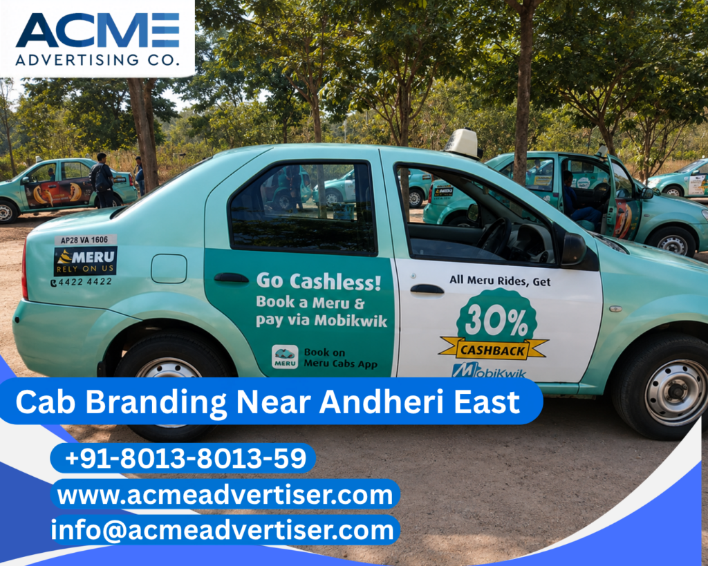 Cab Branding Company Near Andheri East offering full cab branding services for maximum brand visibility in Mumbai